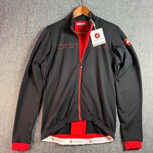 Mens Castelli Fondo Jersey FZ Medium Black Red Cycling Jacket-NWT